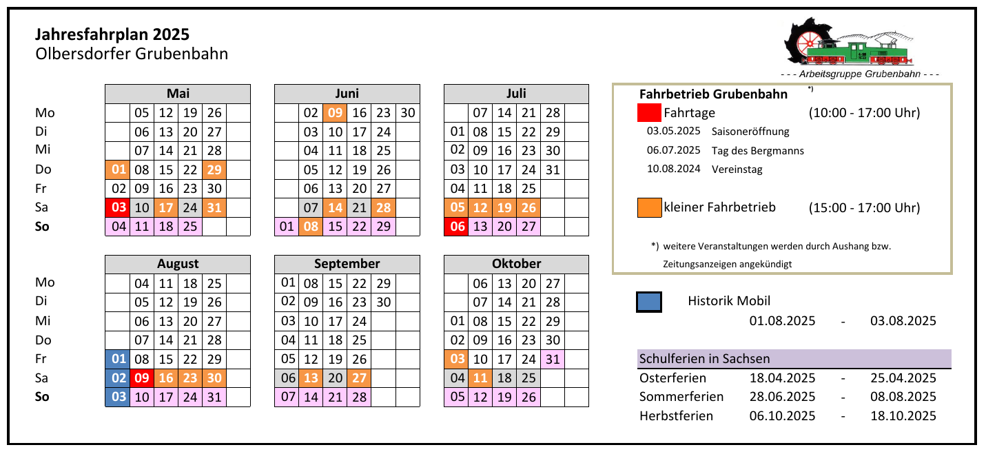 Veranstaltungen Grubenbahn 2025