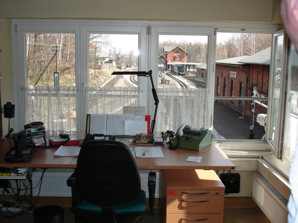 Arbeitsplatz des Zugleiters in Bertsdorf